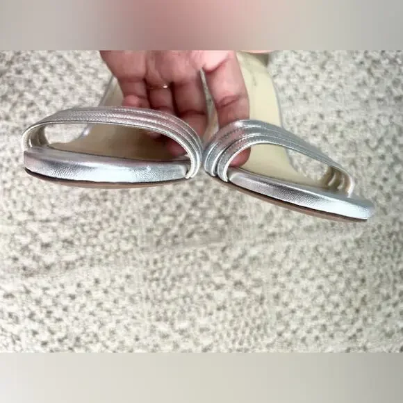 Sarah Flint Perfect Sandal heel Metallic Silver Nappa 39 or 8/8.5 wedding formal
